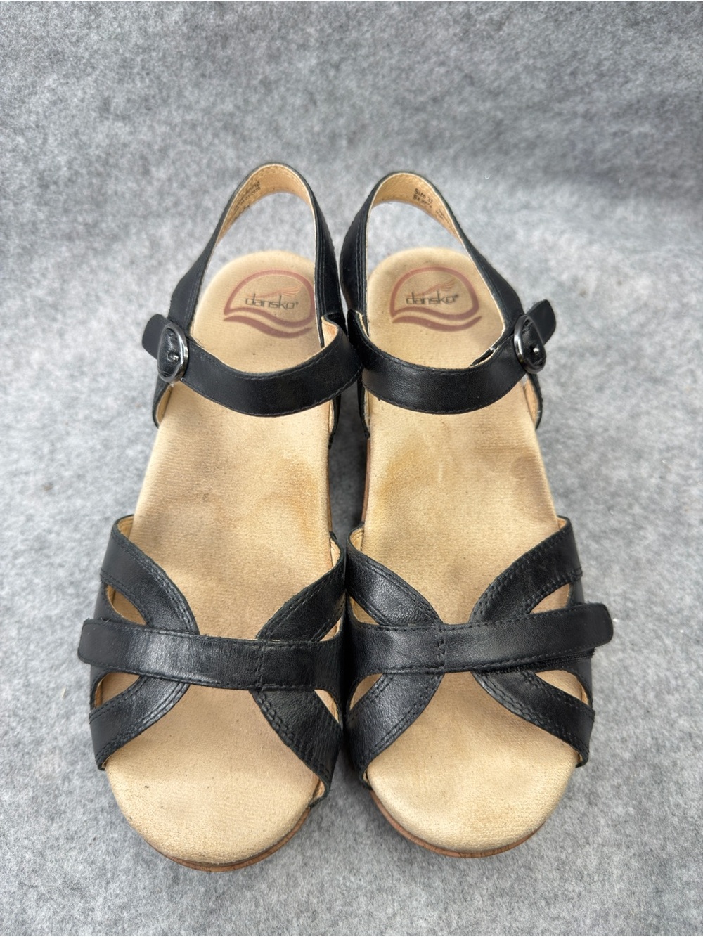 Dansko Season Black Leather Sandals Women’s 6.5-7 EU 37 Adjustable Strappy